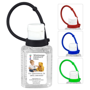 “SanPal Connect” 1.0 oz Compact Hand Sanitizer Antibacterial Gel in Flip-Top Squeeze Bottle with Colourful Silicone Leash